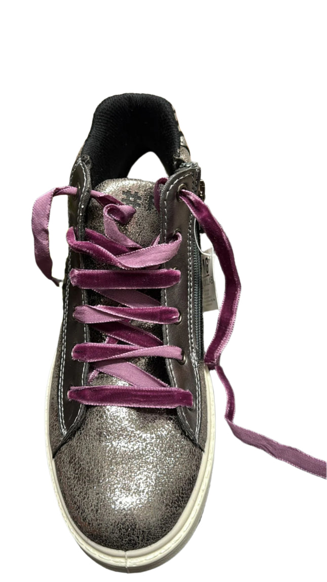 Primigi Girls' Patent and Metallic Nubuck Ballet Shoes – Plum