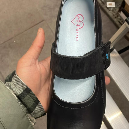 Rhino Nicole Girls' Leather School Shoes – Black