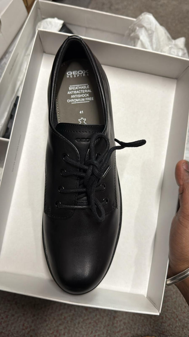 Geox Kids Casey G.C Smooth Leather Shoes – Black