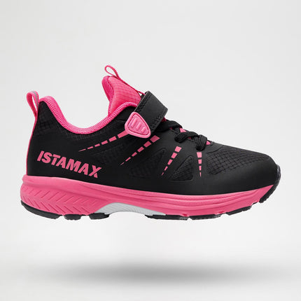 ISTAMAX KIDS BLACK/PINK RUNNING TRAINERS WITH LACE & HOOK-AND-LOOP STRAP