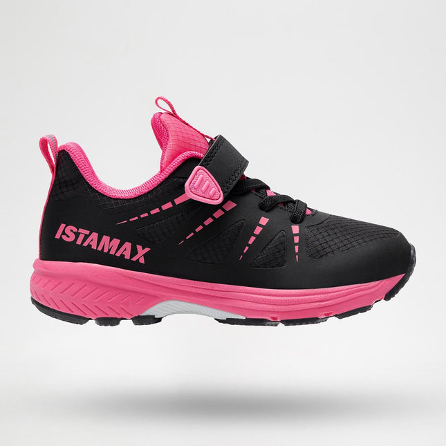 ISTAMAX KIDS BLACK/PINK RUNNING TRAINERS WITH LACE & HOOK-AND-LOOP STRAP