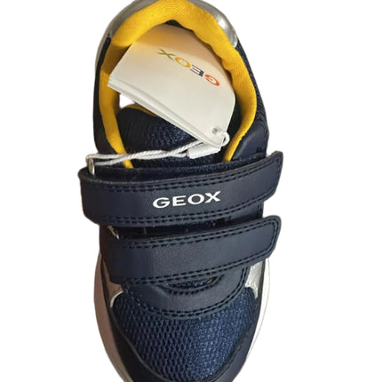 Geox Boys' Sprintype B. B Mesh Geobuck Kids Shoe - Navy/Dark Yellow