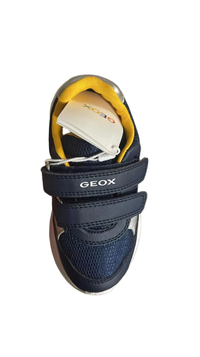 Geox Boys' Sprintype B. B Mesh Geobuck Kids Shoe - Navy/Dark Yellow