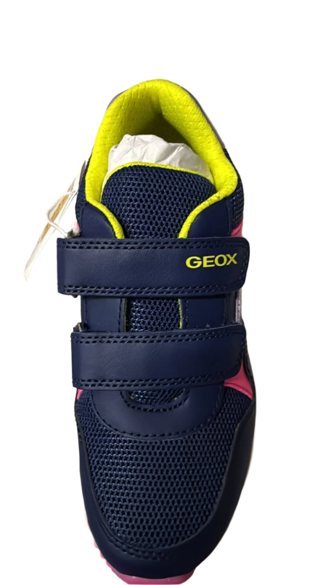 Geox Boys' Pavel G A Synthetic Leather Mesh Shoes - Navy/Fluo Fuchsia