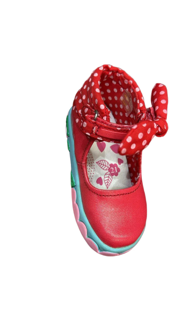 PomD’Api Bisou Knot Girls’ Patent Leather Sandals – Red