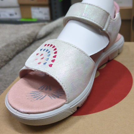Ricosta Girls’ Leather Kids Sandals - Pink/White