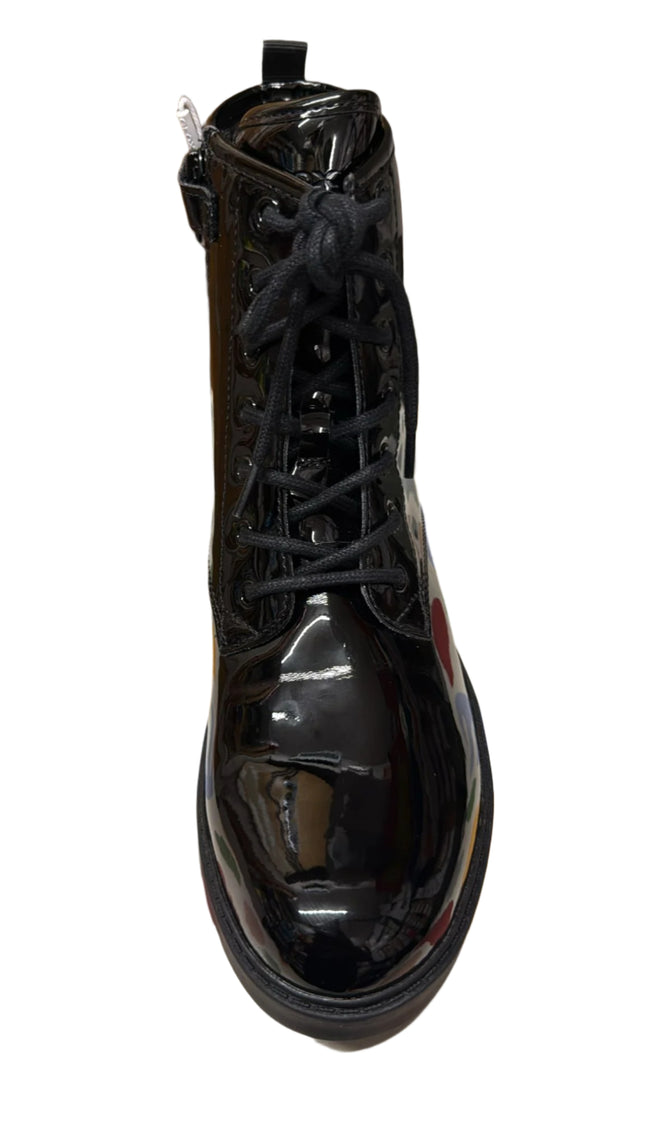 Geox J Casey Girls Synthetic Patent School Shoes – Black