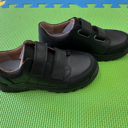 Ricosta Mittel Boys Black Leather School Shoes – Double Velcro Closure