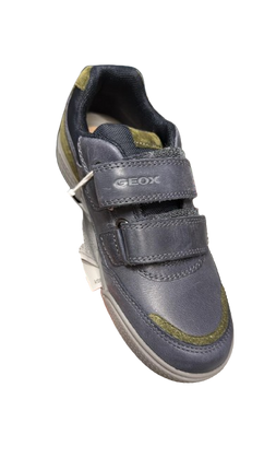 Geox Boys' B C Waxed Leather Nylon Kids Shoes - Navy/Military