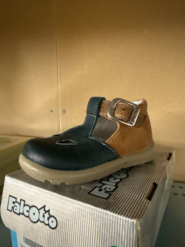 Falcotto Boys' 653 VIT Rustik Leather Kids Shoes - Black/Brown