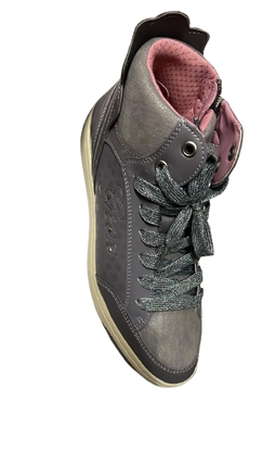 Geox Boys' Creamy C Pearlised Geobuck + Shiny Geobuck Suede – Grey