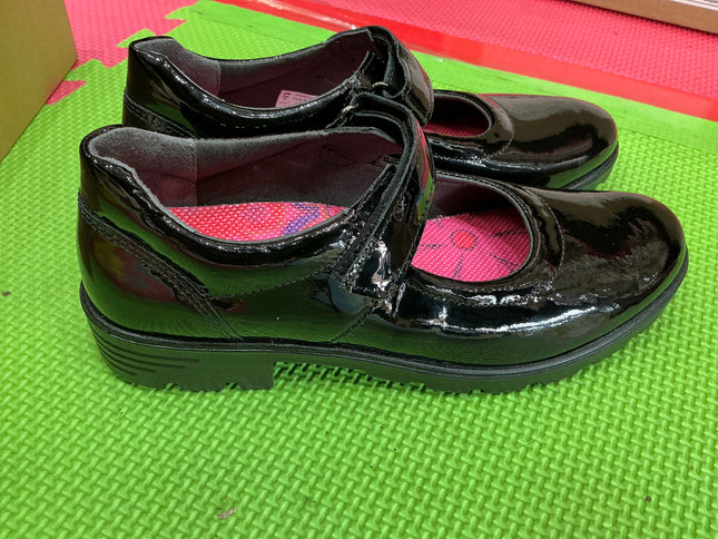 Ricosta Girls Black Patent School Shoes | Mary Jane Velcro Uniform Shoes