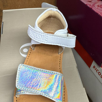 Shoesme Velcro Kids Sandals - White Silver Rainbow