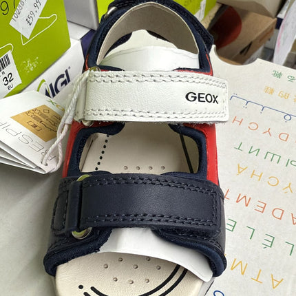 Geox Flaffee Nappa Elast Sandals - Navy/Red