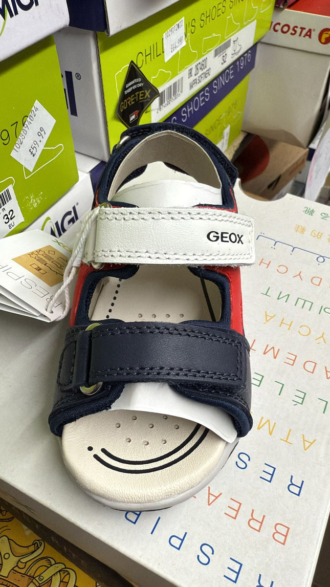 Geox Flaffee Nappa Elast Sandals - Navy/Red