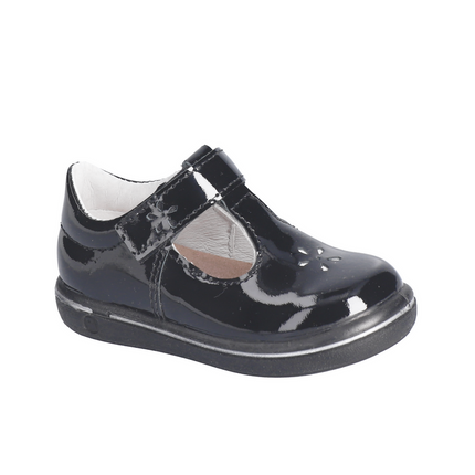 Ricosta Winona Mittel Schwarz T-bar Patent Leather Shoes - Black