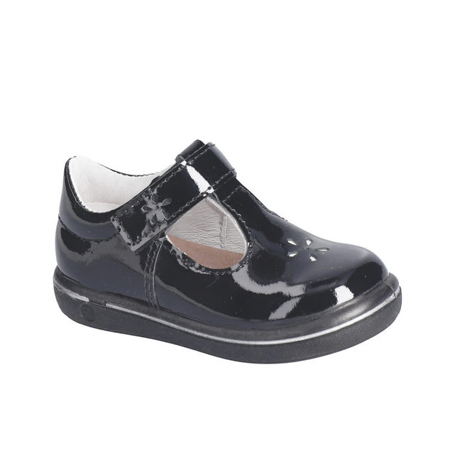 Ricosta Winona Mittel Schwarz T-bar Patent Leather Shoes - Black
