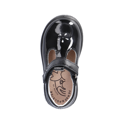 Ricosta Winona Mittel Schwarz T-bar Patent Leather Shoes - Black