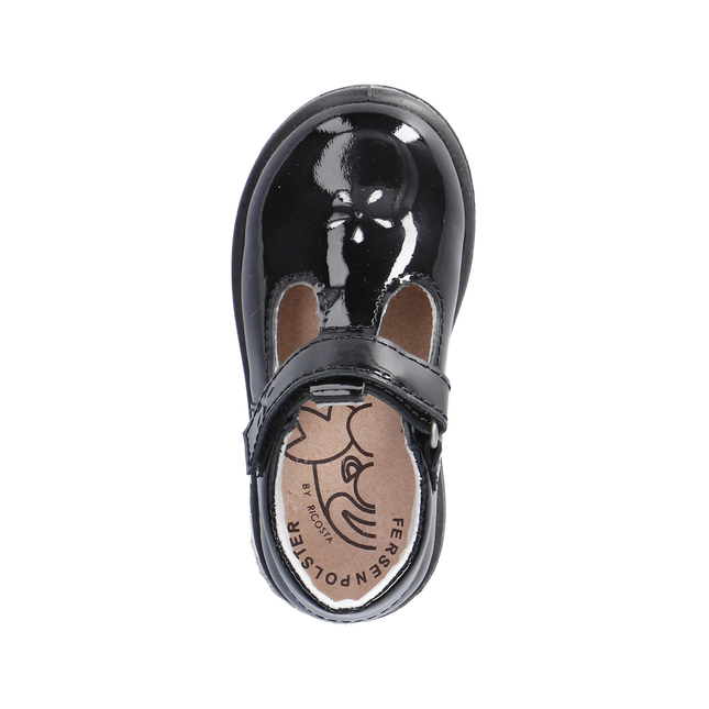 Ricosta Winona Mittel Schwarz T-bar Patent Leather Shoes - Black
