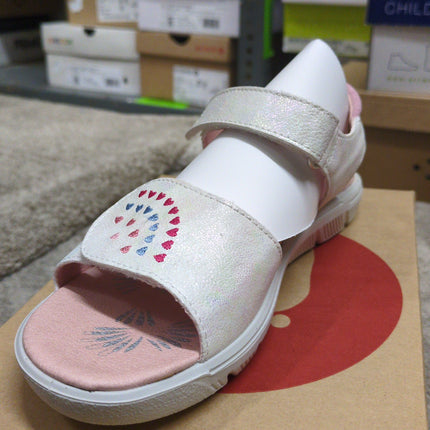 Ricosta Girls’ Leather Kids Sandals - Pink/White