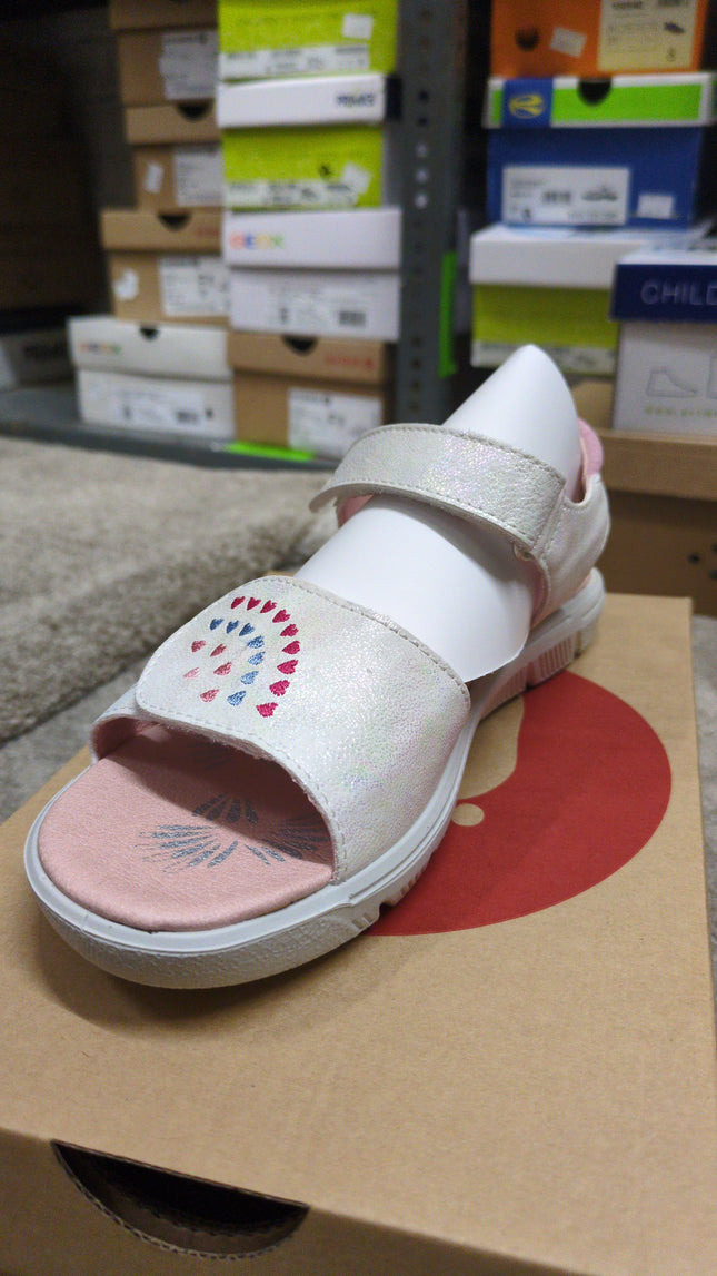 Ricosta Girls’ Leather Kids Sandals - Pink/White