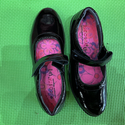 Ricosta Girls Black Patent School Shoes | Mary Jane Velcro Uniform Shoes