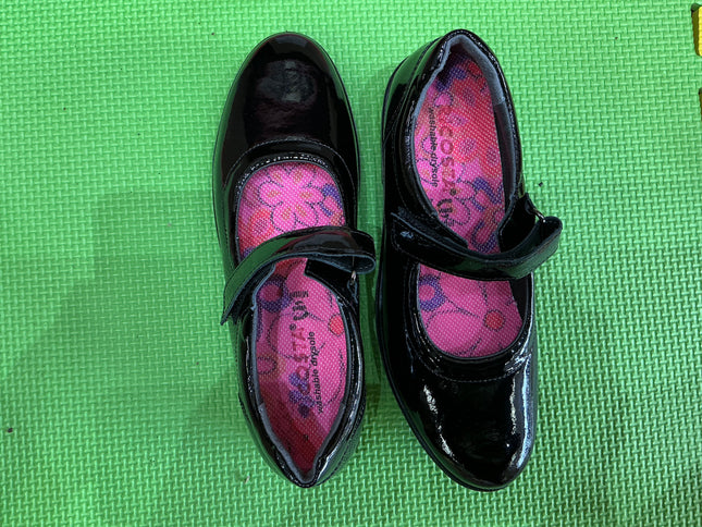 Ricosta Girls Black Patent School Shoes | Mary Jane Velcro Uniform Shoes
