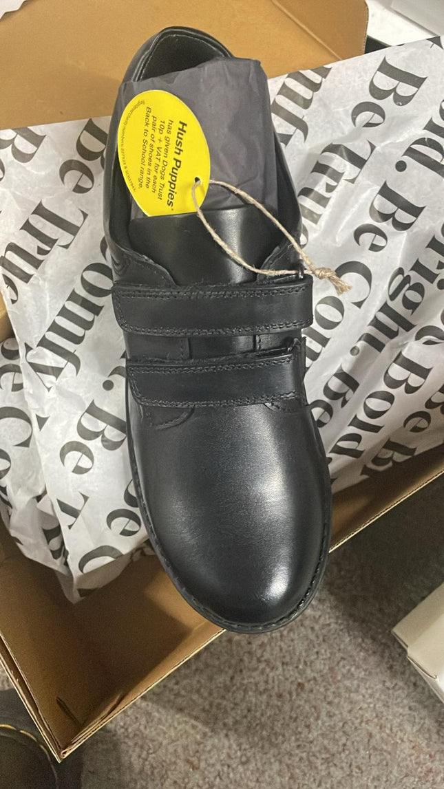 Hush Puppies Boys Barry SNR Leather Shoes – Black