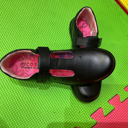 Ricosta Kids Black Leather Lace-Up School Shoes | Chunky Sole Uniform Shoes