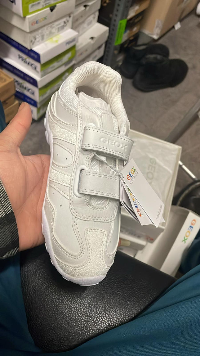 Geox J Crush M Leather Trainers – White