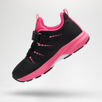 ISTAMAX KIDS BLACK/PINK RUNNING TRAINERS WITH LACE & HOOK-AND-LOOP STRAP