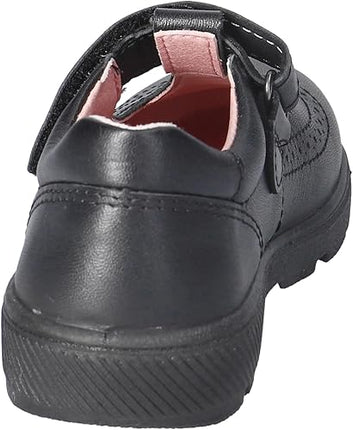 Ricosta Amanda Shwarz Derby T-Bar Leather Shoes - Black
