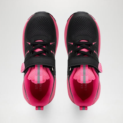 ISTAMAX KIDS BLACK/PINK RUNNING TRAINERS WITH LACE & HOOK-AND-LOOP STRAP