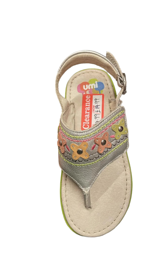 Umi Girls' Lucinda Metallic Leather Ballet Sandals – Silver