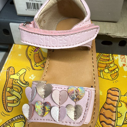 Shoesme Velcro Kids Sandals - Pink Hearts