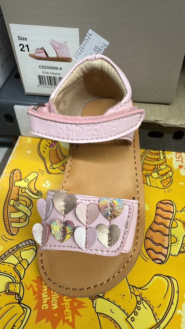 Shoesme Velcro Kids Sandals - Pink Hearts