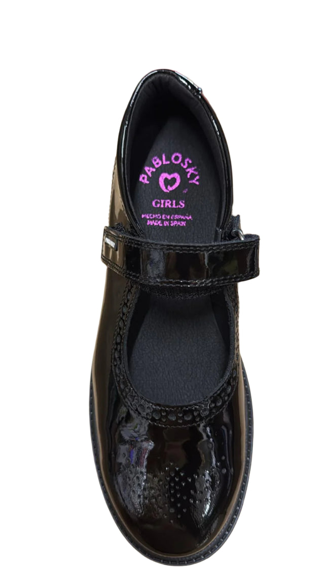 Pablosky Girls' Patent Leather Shoes – Black