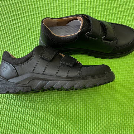 Ricosta School Leather Shoes Mittel Boys – Black Double Velcro Comfortable Anti-Slip School Uniform Shoes