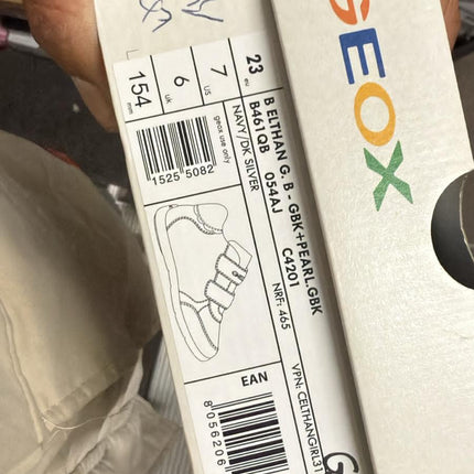 Geox Boys' Belthan GB Pearl Gabardine Kids Shoes - Navy/Dark Silver