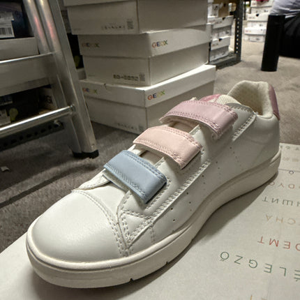 Geox Girls' Silenex Synthetic Leather Kids Shoes - White/Gold