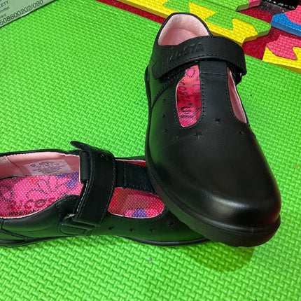 Ricosta Girls Black Leather Mary Jane School Shoes | Hook & Loop Velcro Uniform Shoes