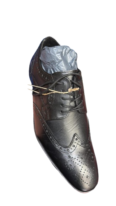 Roamers Men's 5-Eyelet Leather Brogue Gibson Shoes – Black