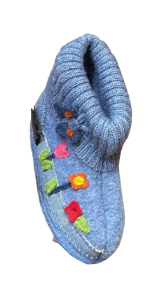 Giesswein Girls’ Freistadt Wool Slippers – Blue