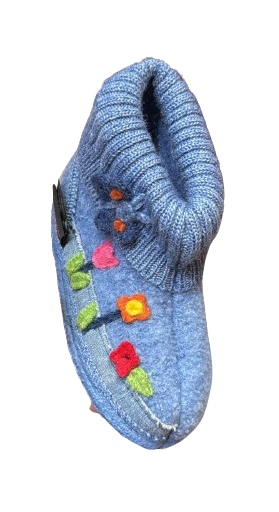 Giesswein Girls’ Freistadt Wool Slippers – Blue