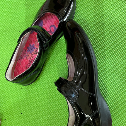 Ricosta Girls Patent Leather School Shoes | Black Mary Jane Hook & Loop Shoes