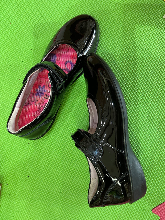 Ricosta Girls Patent Leather School Shoes | Black Mary Jane Hook & Loop Shoes
