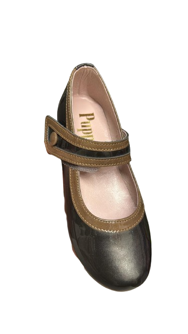 Puppets Charol Metallic Patent Ballet Flats – Nicotine