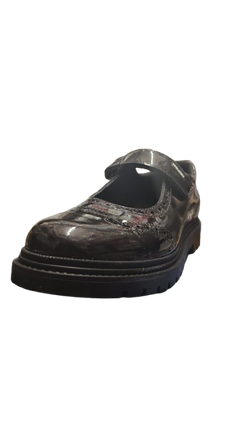 Pablosky Girls' Charol Kayak Patent Shoes – Acero (Steel Grey)