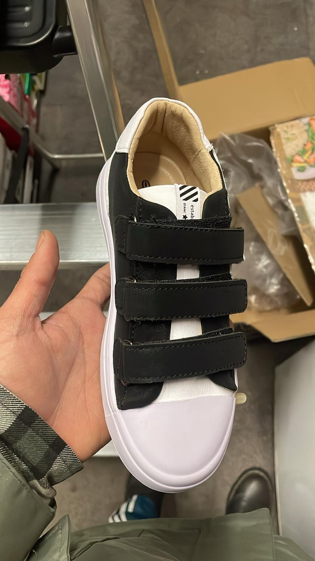 Shoesme Leather Trainers – Black/White