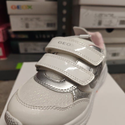 Geox Girls' Sprintype Kids Shoes - White/Silver